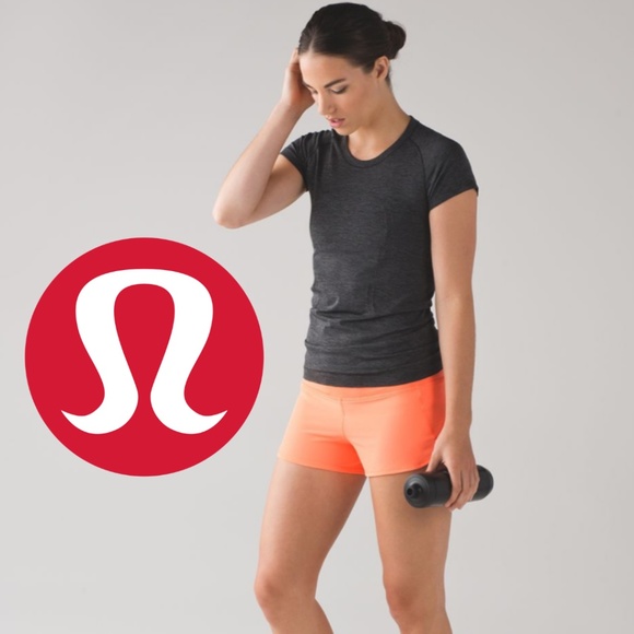 Lululemon Neon Orange Shorts with Built-in Panty